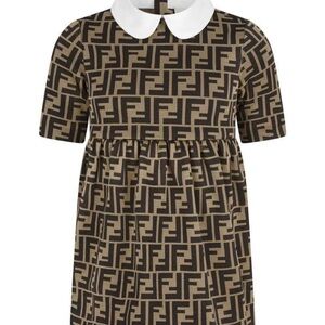 Fendi Kids Dress in Black and Tan Monogram